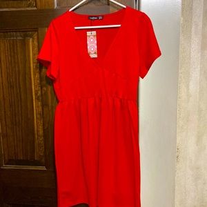 Size 12 red, short sleeve, knee length dress